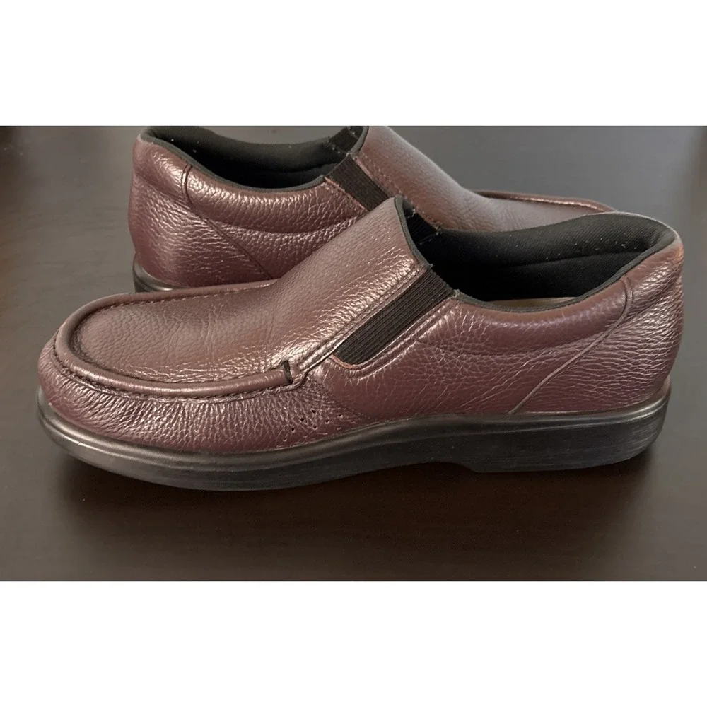 SAS Side Gore Men's Brown Size 13 Leather Slip On Loafer Comfort Walking Shoes